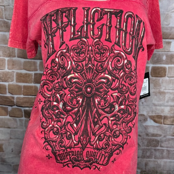 Affliction Women’s Graphic Short Sleeve Cut Out T-Shirt -Size: Medium -NWT - Picture 3 of 10